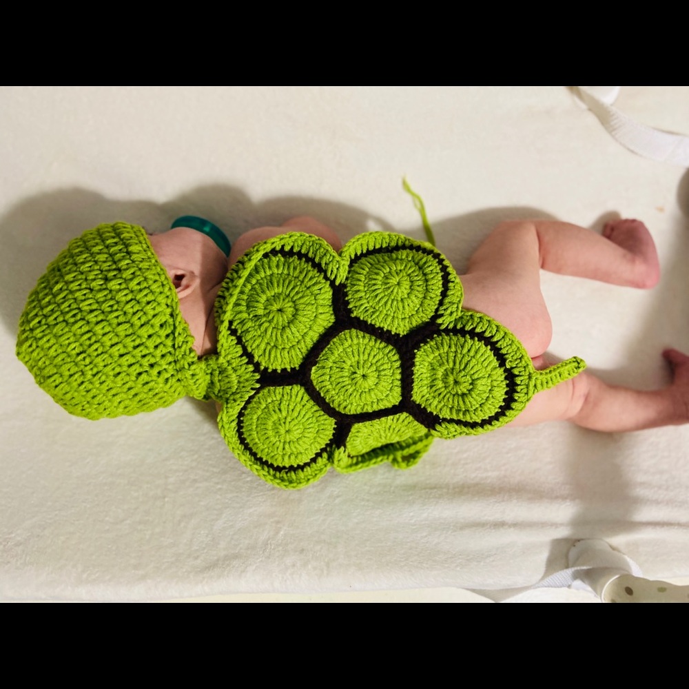Turtle hand knitted costume